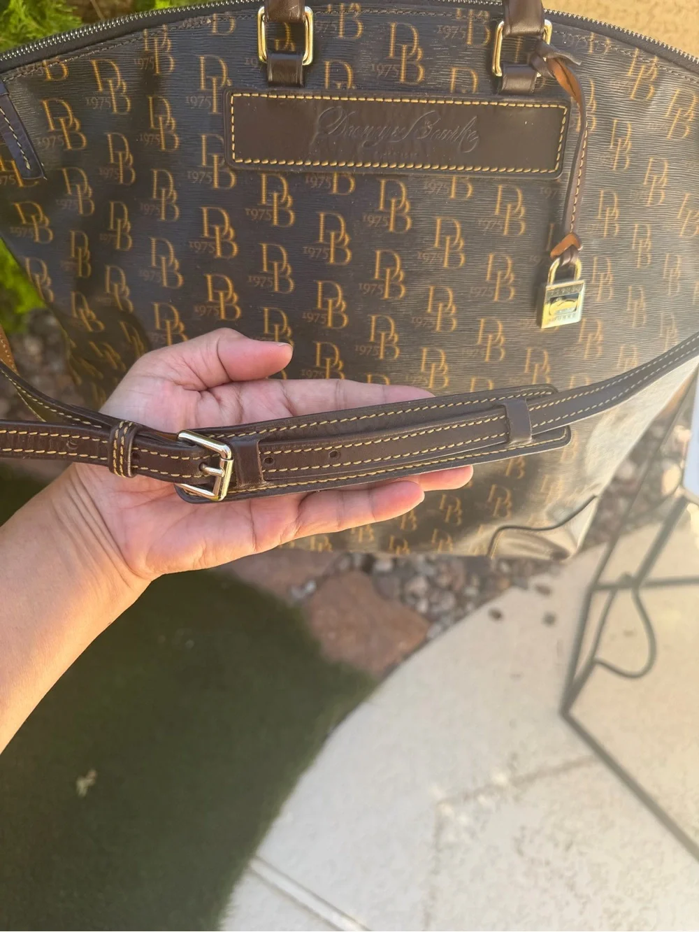 Dooney & Bourke Brown Monogram Travel Tote Bag with Shoulder Strap